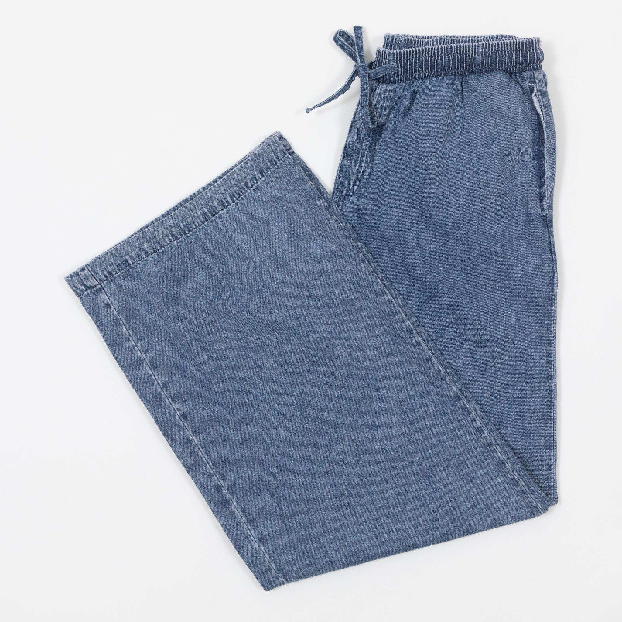 Womens NOISY MAY Enza Mid Waist Wide Leg Pant in BLUE DENIM
