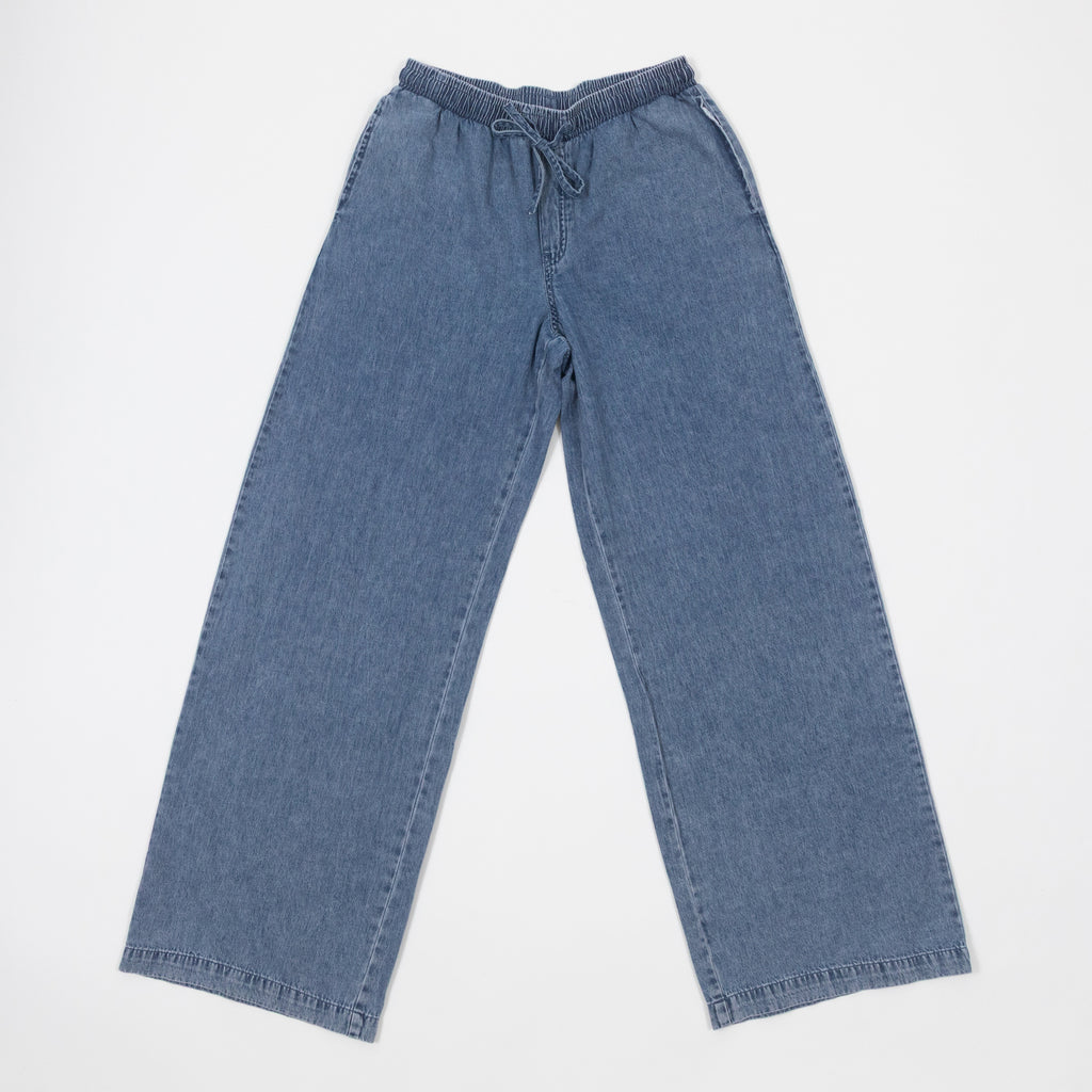 Womens NOISY MAY Enza Mid Waist Wide Leg Pant in BLUE DENIM