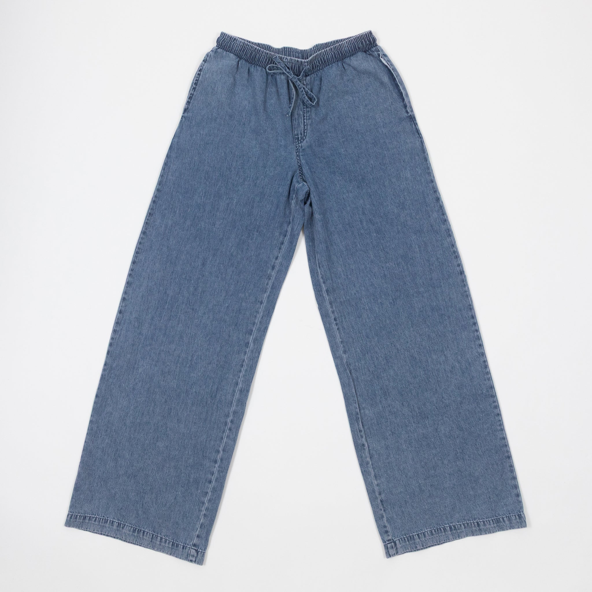 Womens NOISY MAY Enza Mid Waist Wide Leg Pant in BLUE DENIM