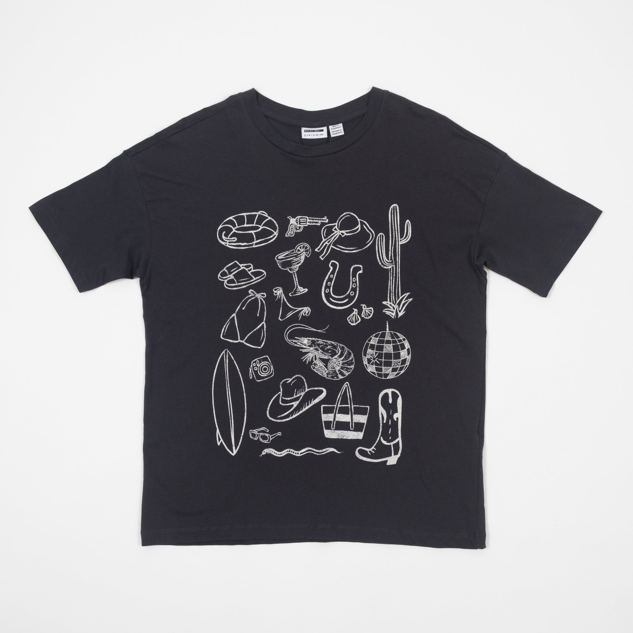 Womens NOISY MAY Aloha Graphic T-Shirt BLACK