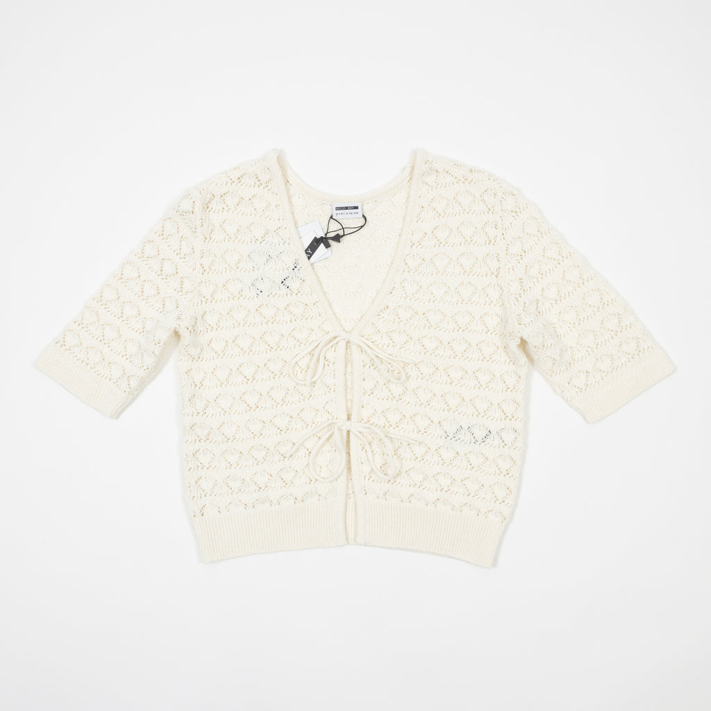 Womens Noisy May Laika Tie Knit Top in OFF WHITE