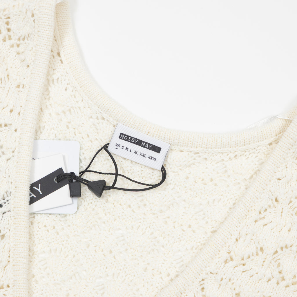 Womens Noisy May Laika Tie Knit Top in OFF WHITE