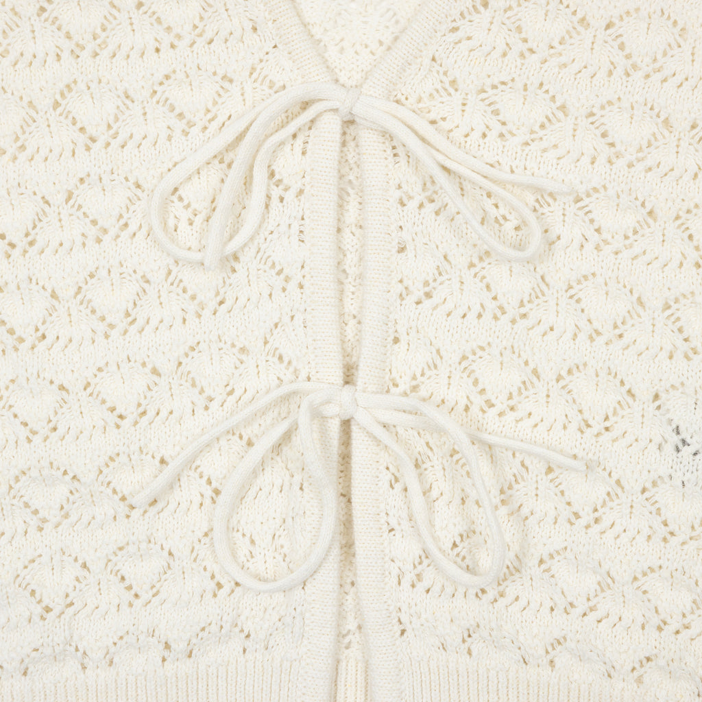 Womens Noisy May Laika Tie Knit Top in OFF WHITE