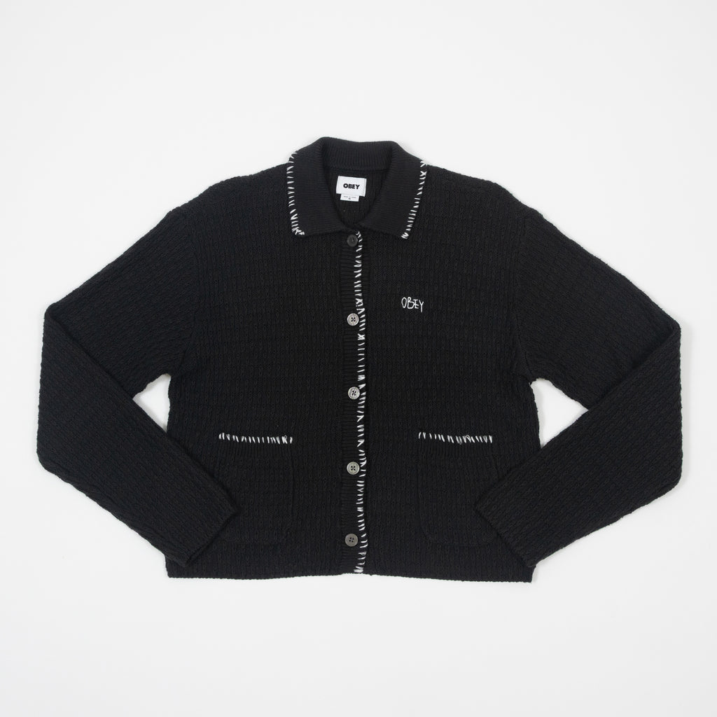 Womens OBEY Amelie Button Down Sweater in OFF BLACK