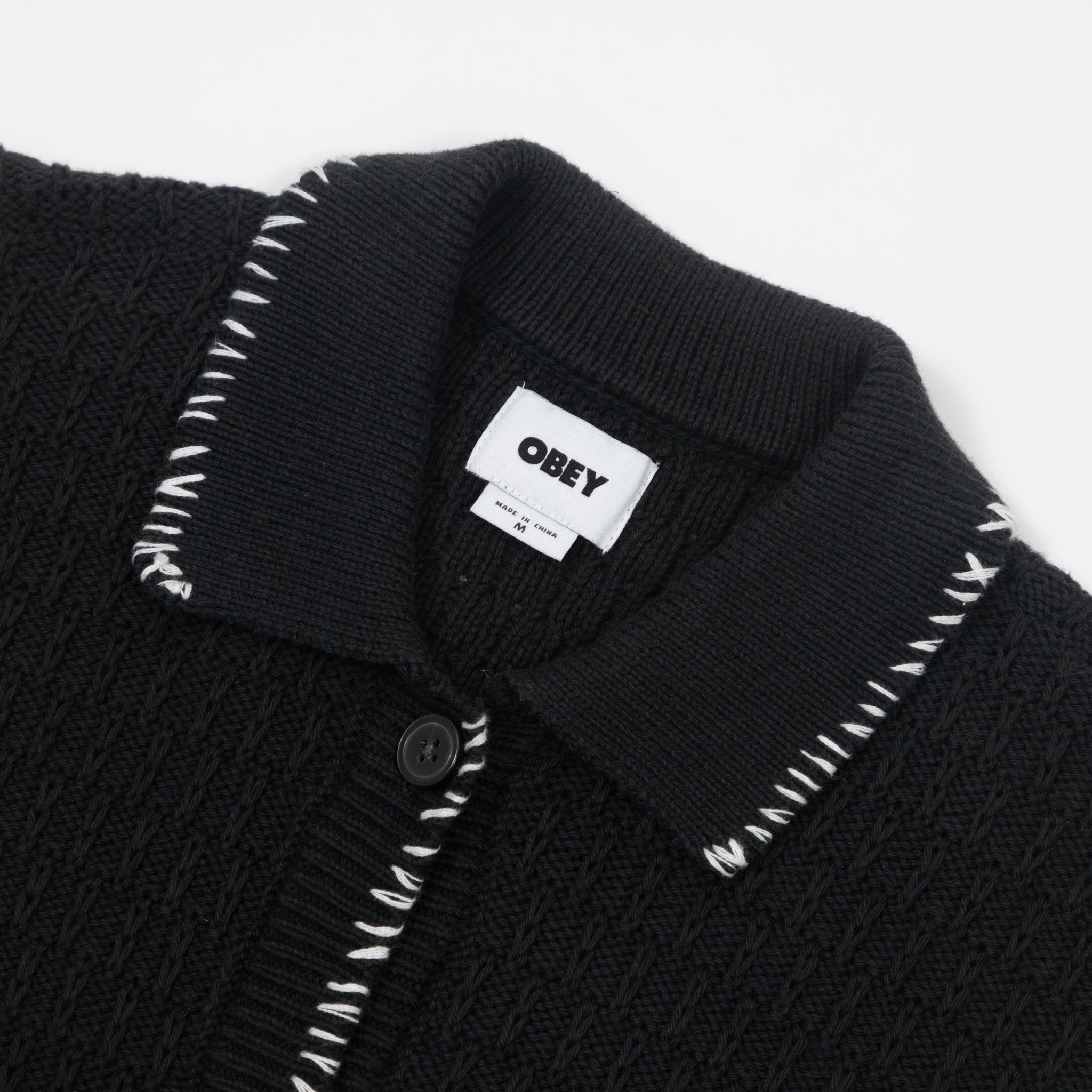 Womens OBEY Amelie Button Down Sweater in OFF BLACK