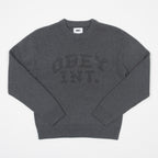 Womens OBEY League Crew Sweater in HEATHER GREY
