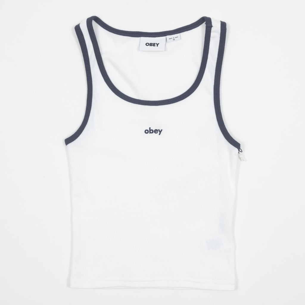 Womens OBEY Loren Rib Tank Top in WHITE