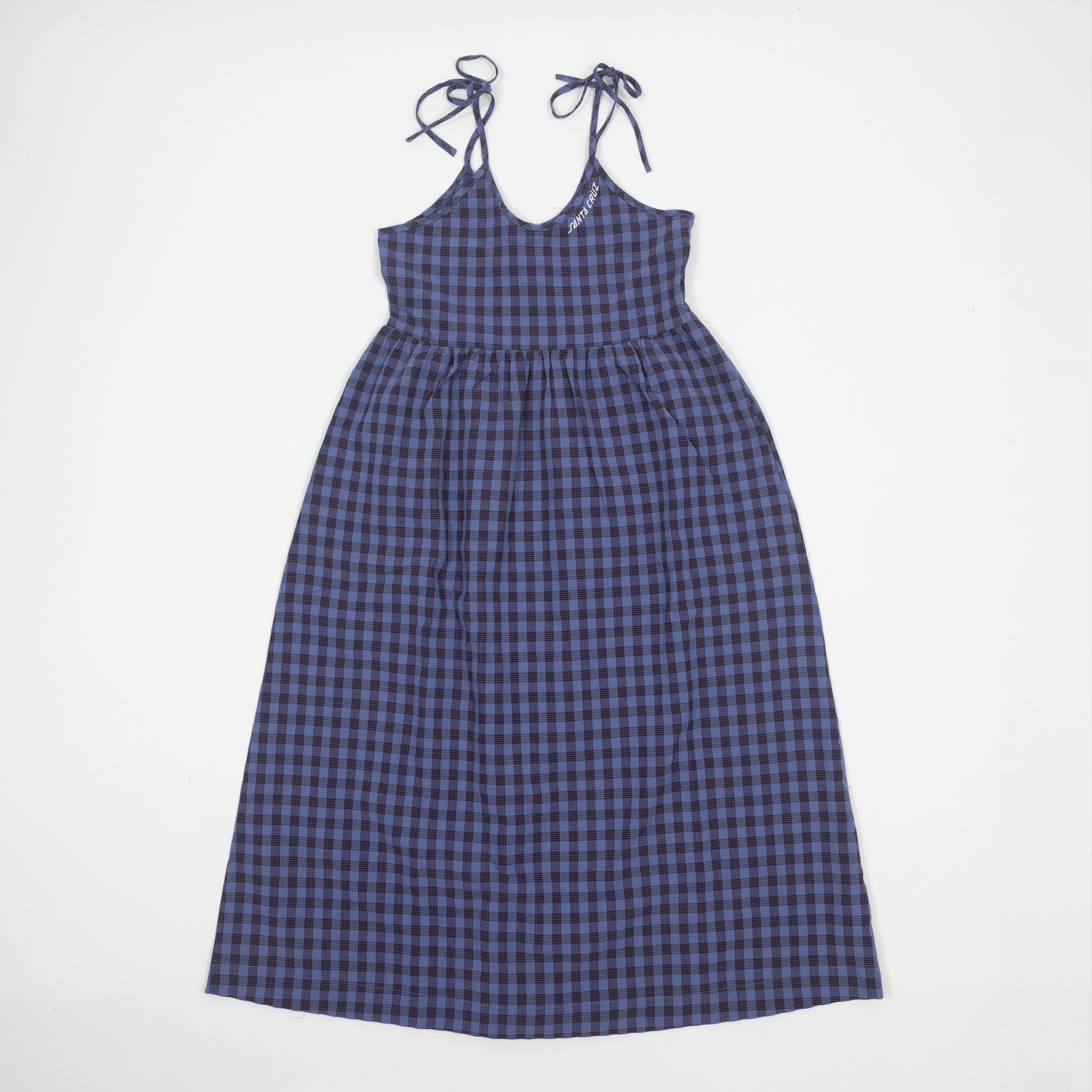 Womens SANTA CRUZ Curved Strip Midi Dress in LAVENDER BLUE CHECK