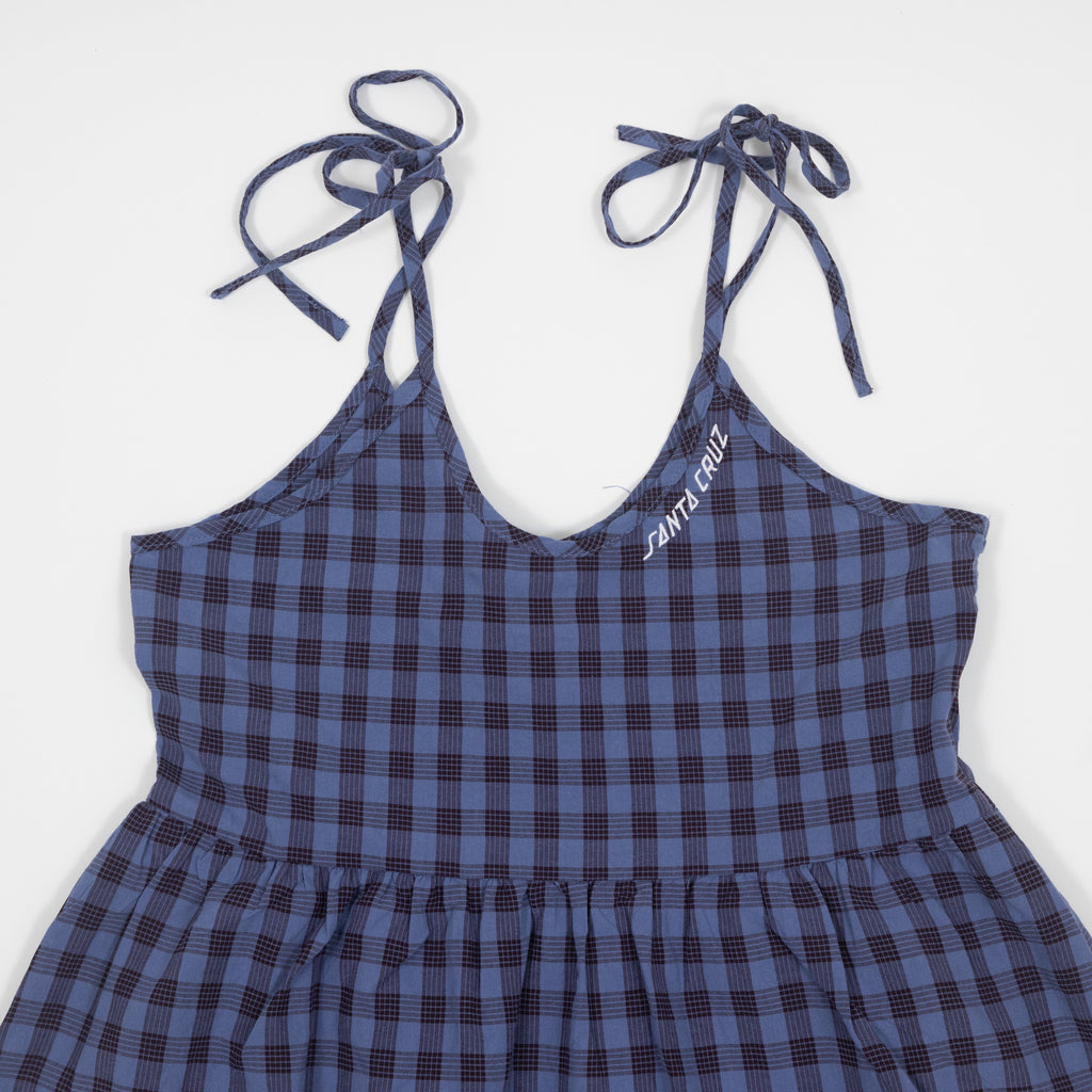 Womens SANTA CRUZ Curved Strip Midi Dress in LAVENDER BLUE CHECK