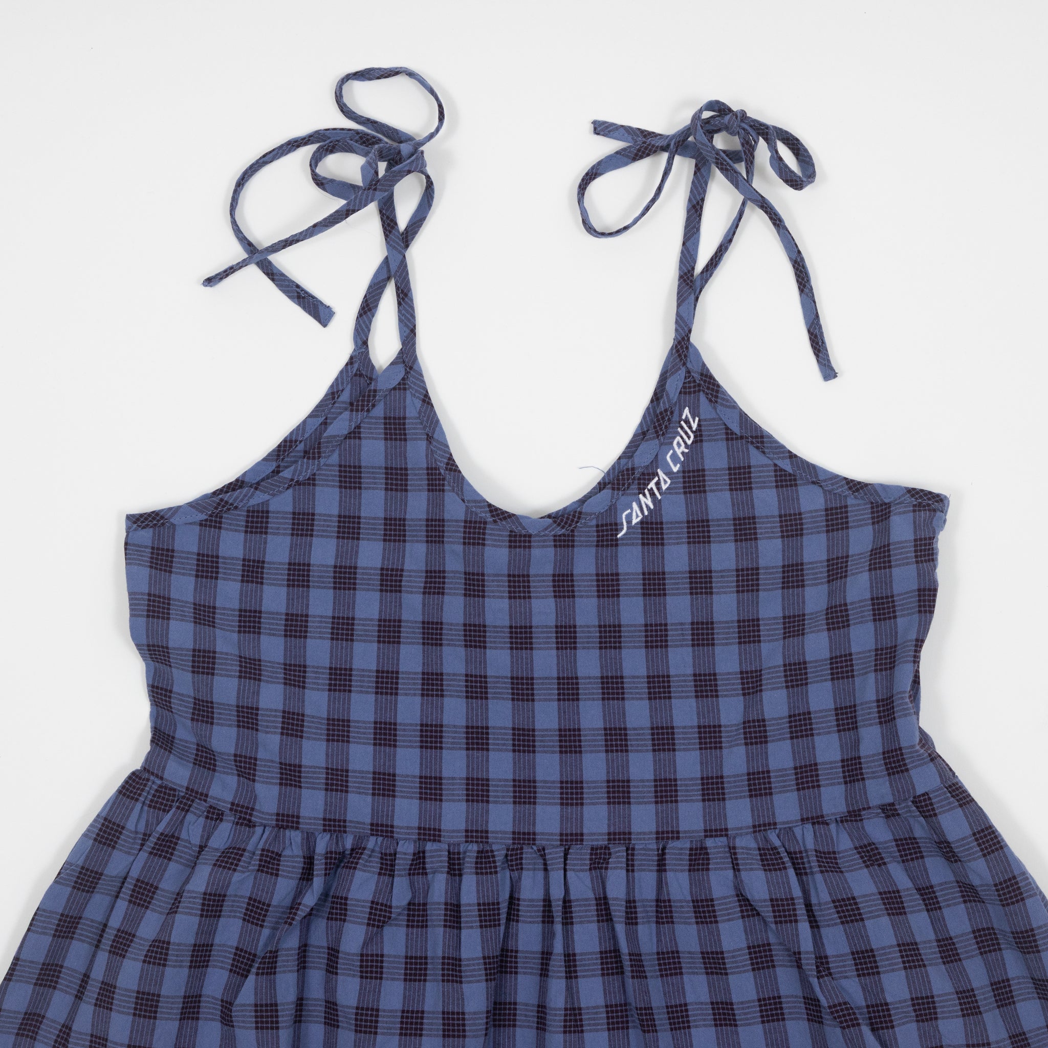 Womens SANTA CRUZ Curved Strip Midi Dress in LAVENDER BLUE CHECK