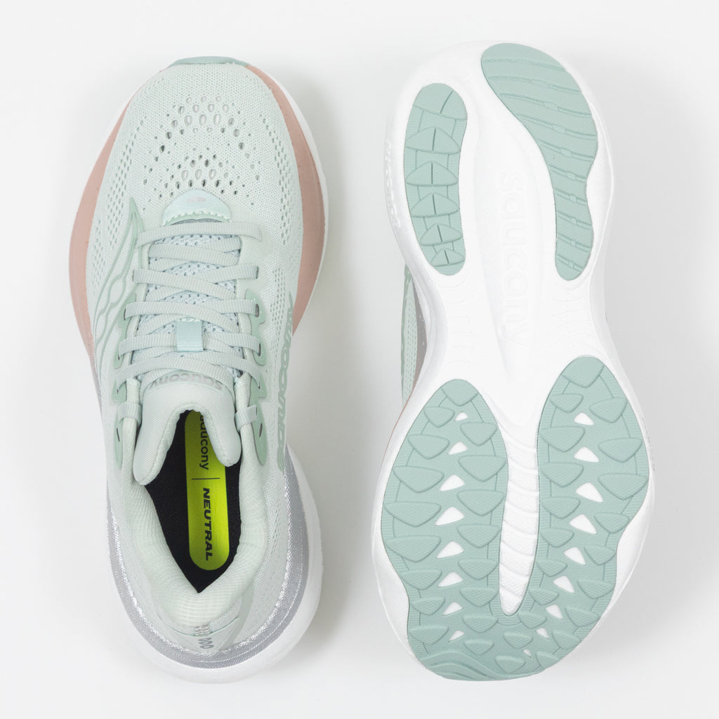 Womens SAUCONY Ride 19 Running Trainers in MIST / CAMEO