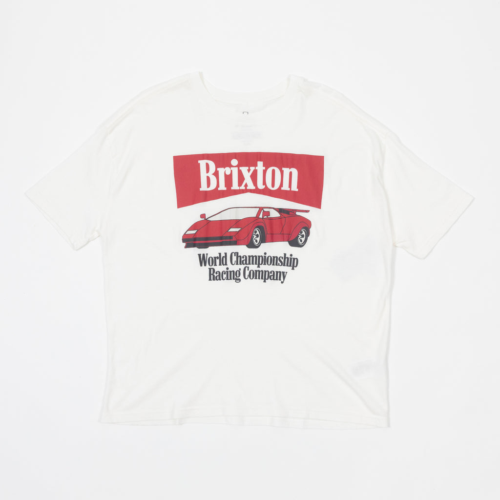 Womens BRIXTON World Champion Oversized Boyfreind T-Shirt in OFF WHITE