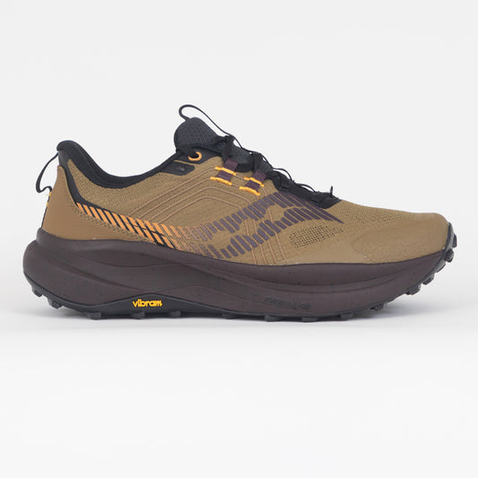 brown and green saucony running trail trainers