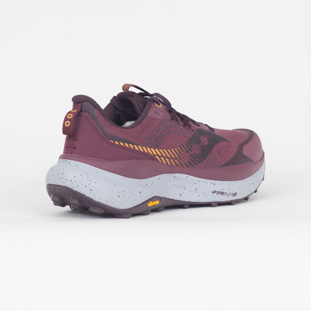 Burgundy Running trainers with thick sole back view