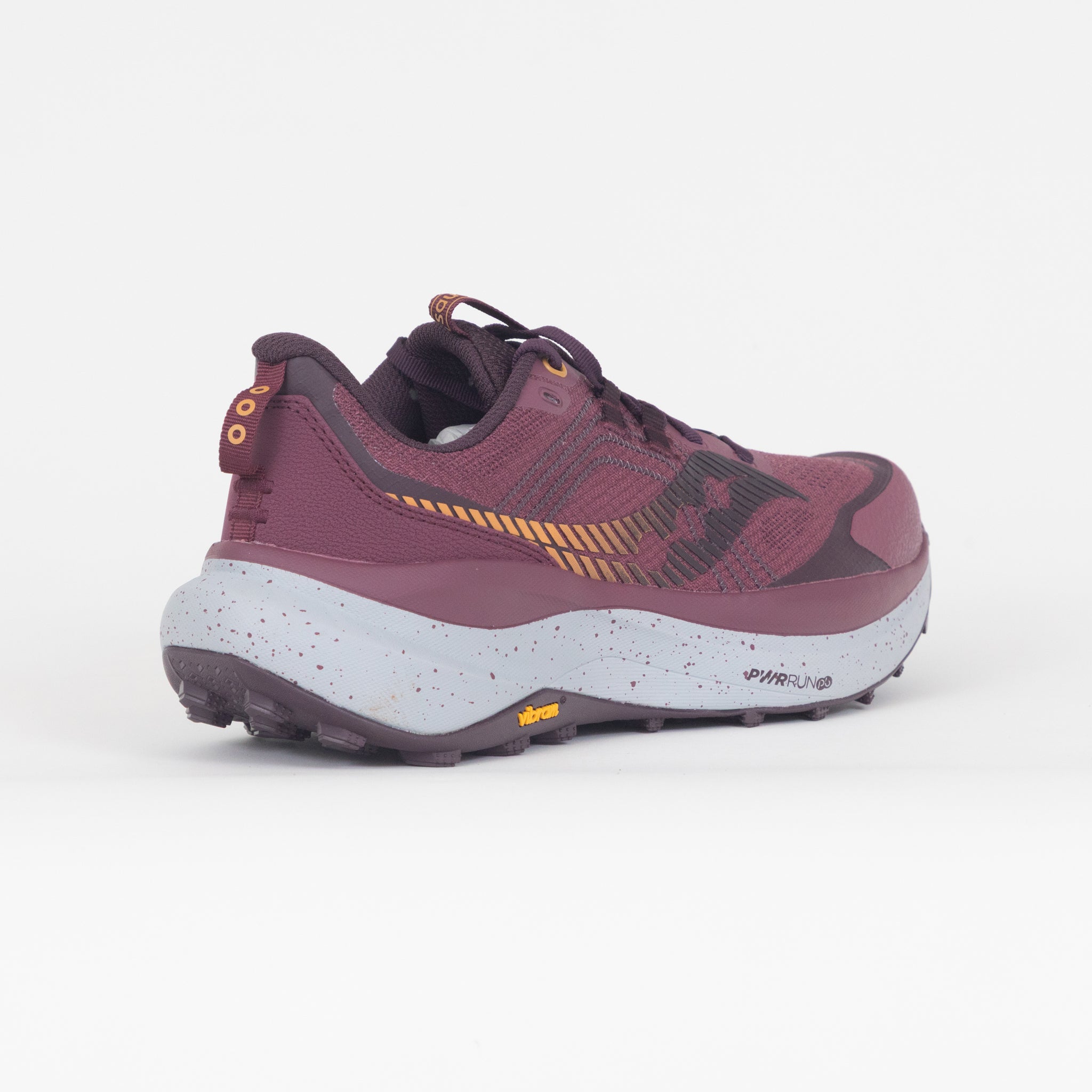 Burgundy Running trainers with thick sole back view