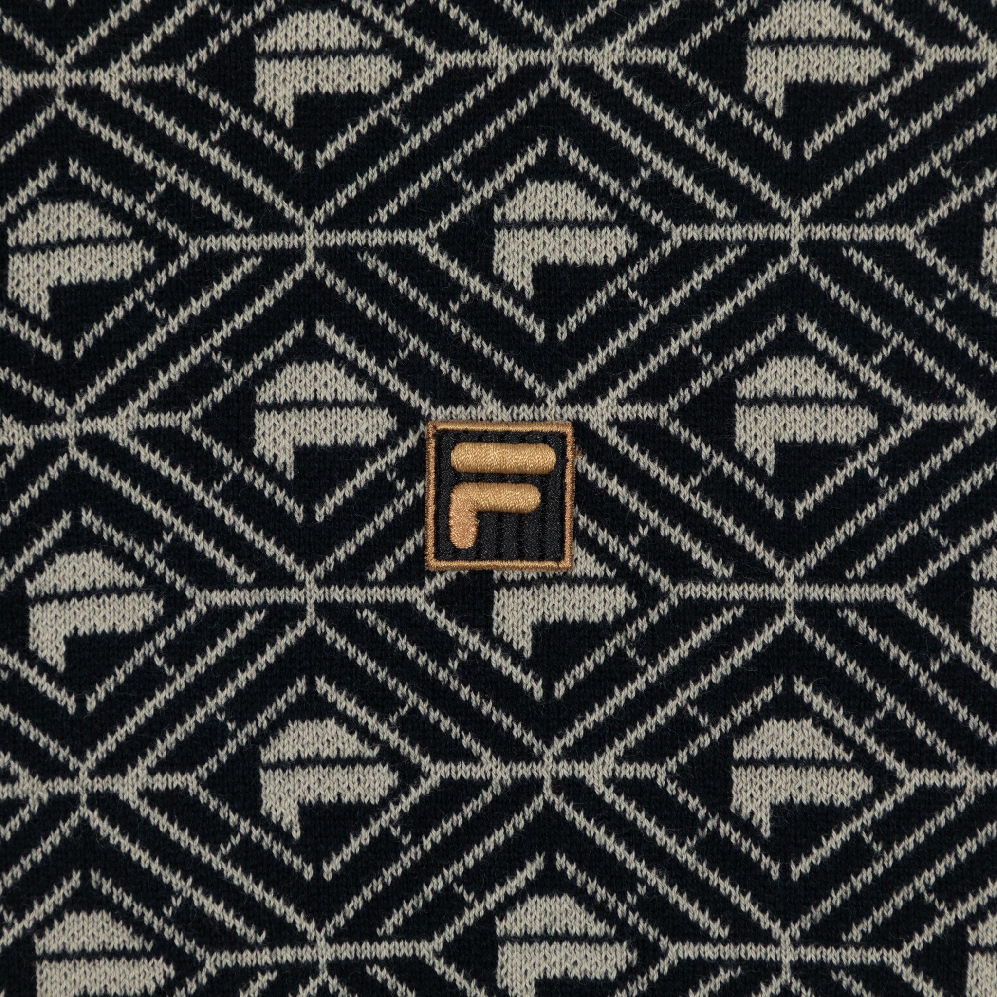 FILA Zano Geo Pattern Polo Shirt in BLACK