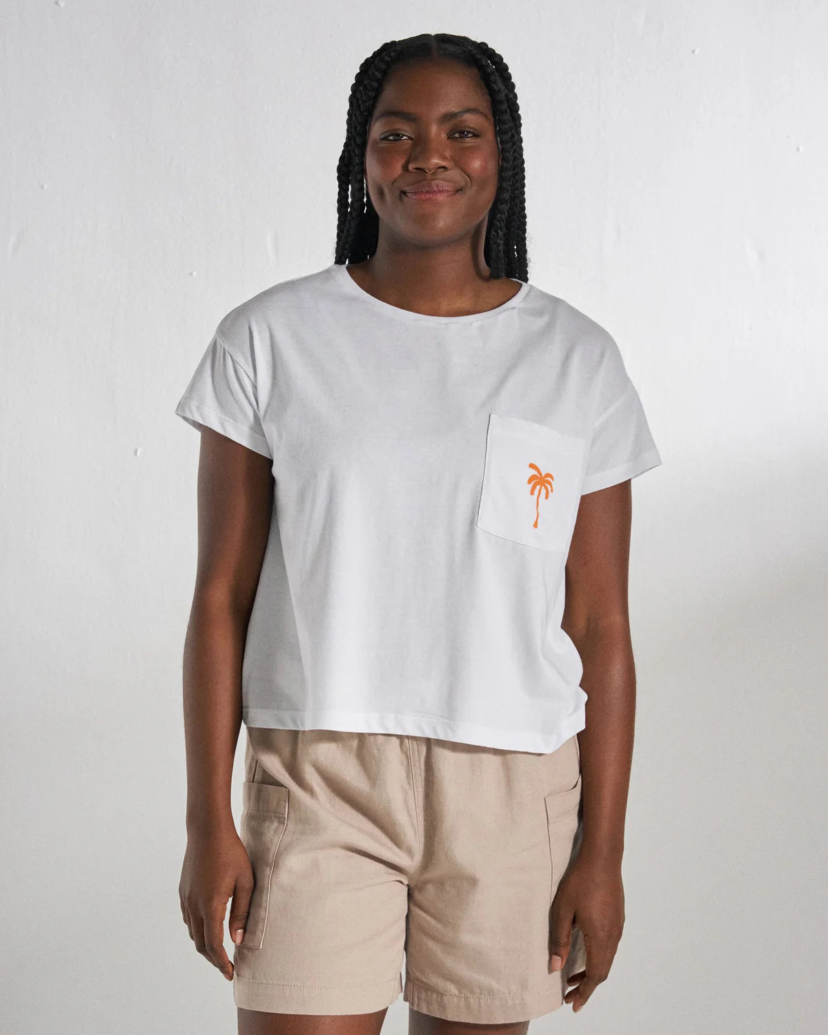 Women's PASSENGER Stack Pocket T-Shirt in WHITE
