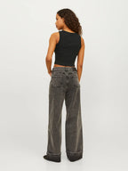 Womens JJXX Fallon Ribbed Vest Top in BLACK