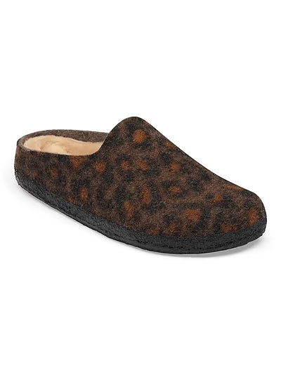 Womens BIRKENSTOCK Amsterdam Felt Slippers in Leopard Print