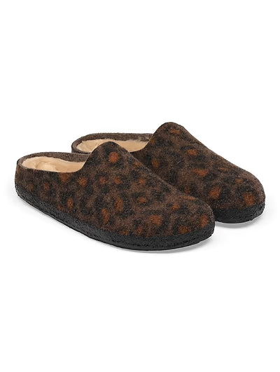 Womens BIRKENSTOCK Amsterdam Felt Slippers in Leopard Print