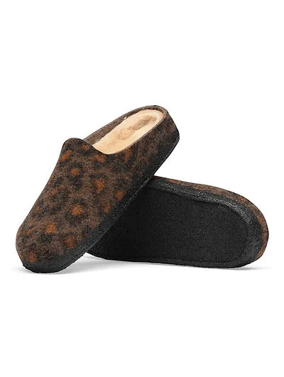 Womens BIRKENSTOCK Amsterdam Felt Slippers in Leopard Print
