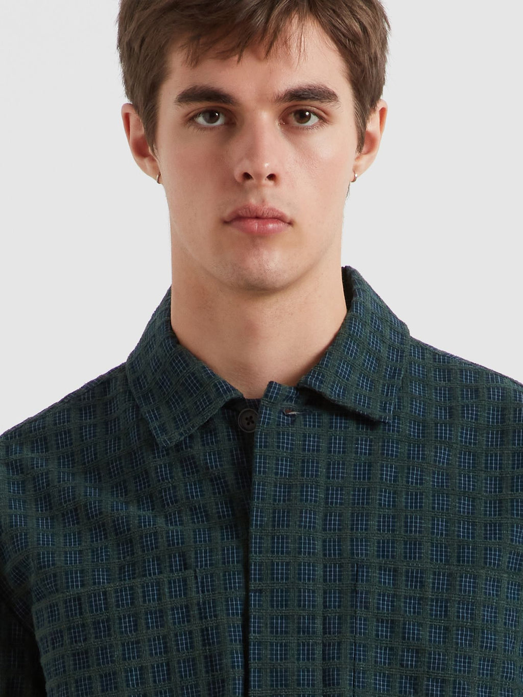 FARAH Photie Long Sleeve Check Shirt in POPLAR GREEN