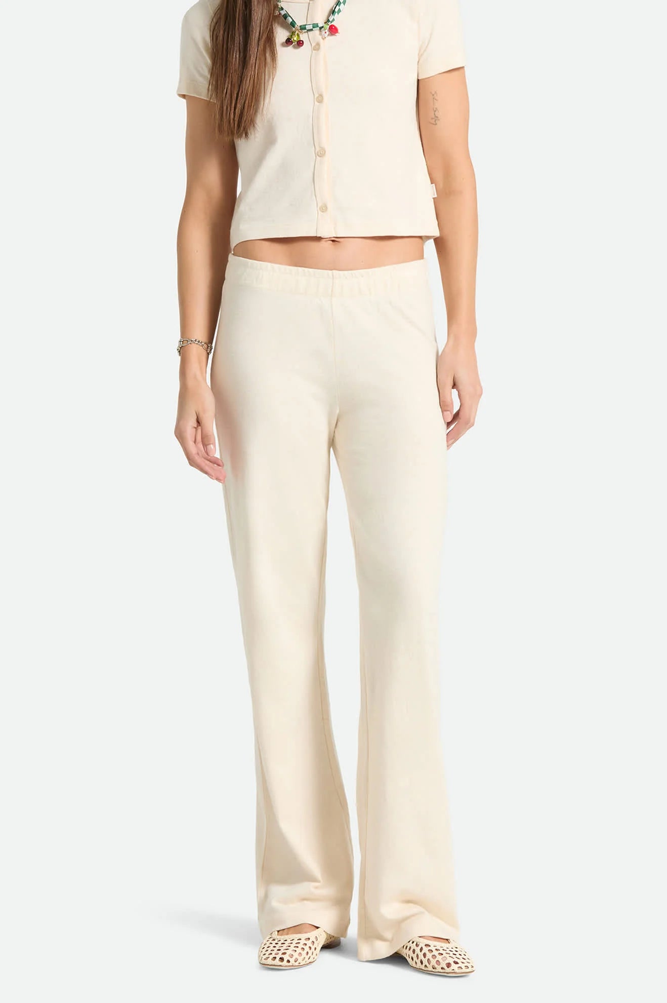 Womens BRIXTON Siesta Knit Trousers in Whitecap