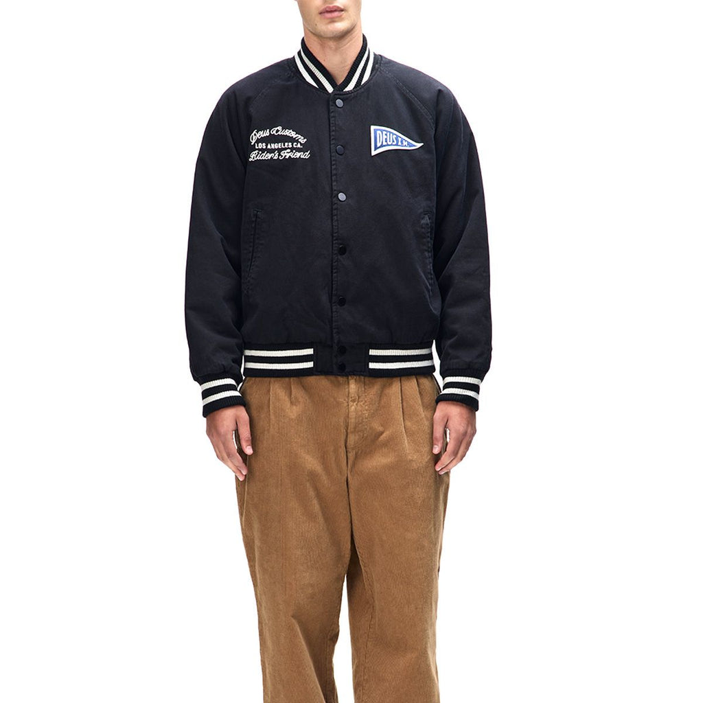 DEUS EX MACHINA Riders Friend Stadium Jacket in BLACK