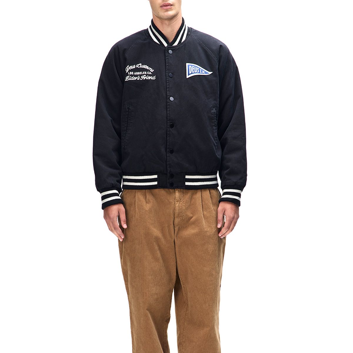 DEUS EX MACHINA Riders Friend Stadium Jacket in BLACK