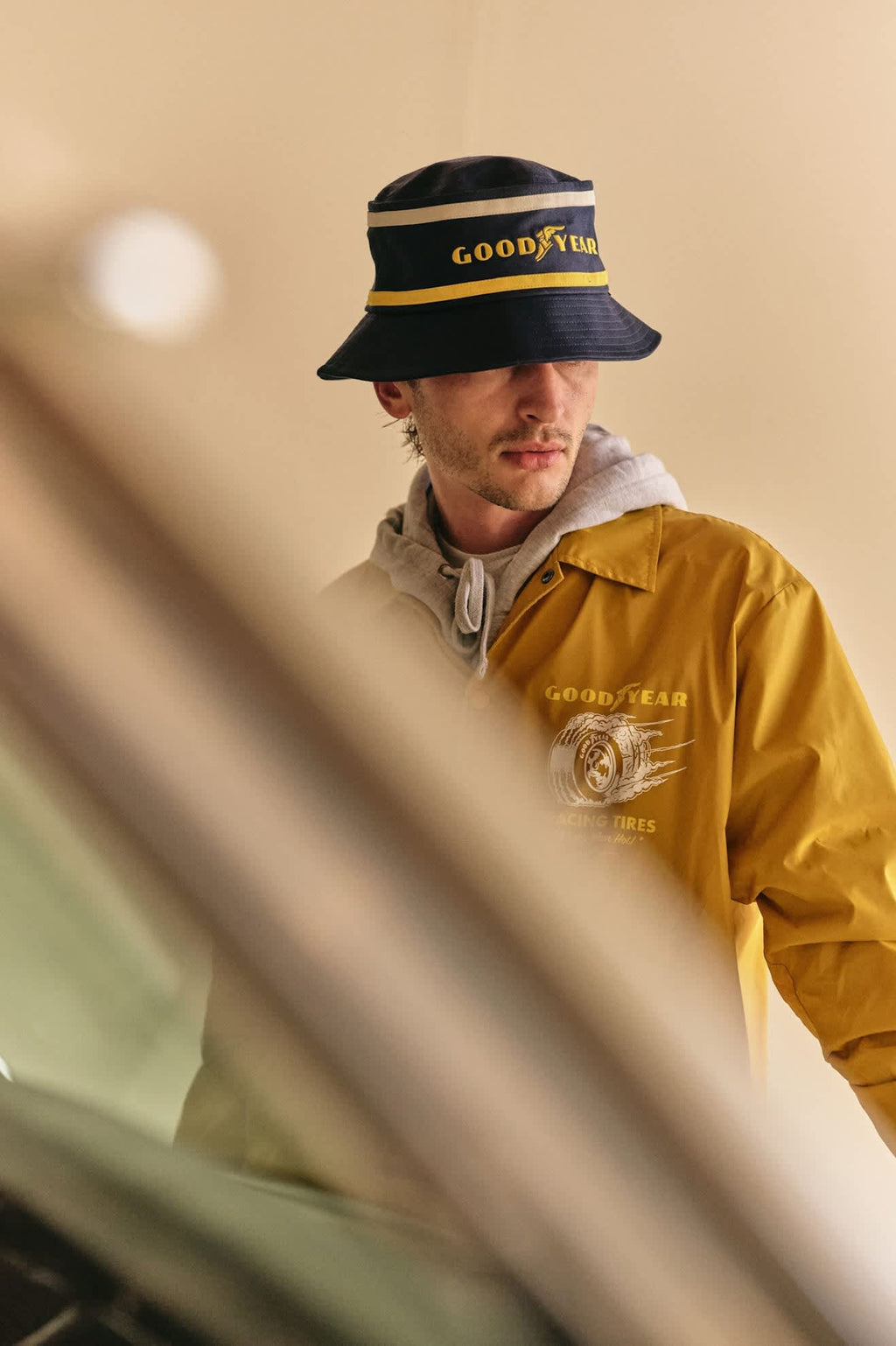 BRIXTON Goodyear Service Bucket Hat in NAVY