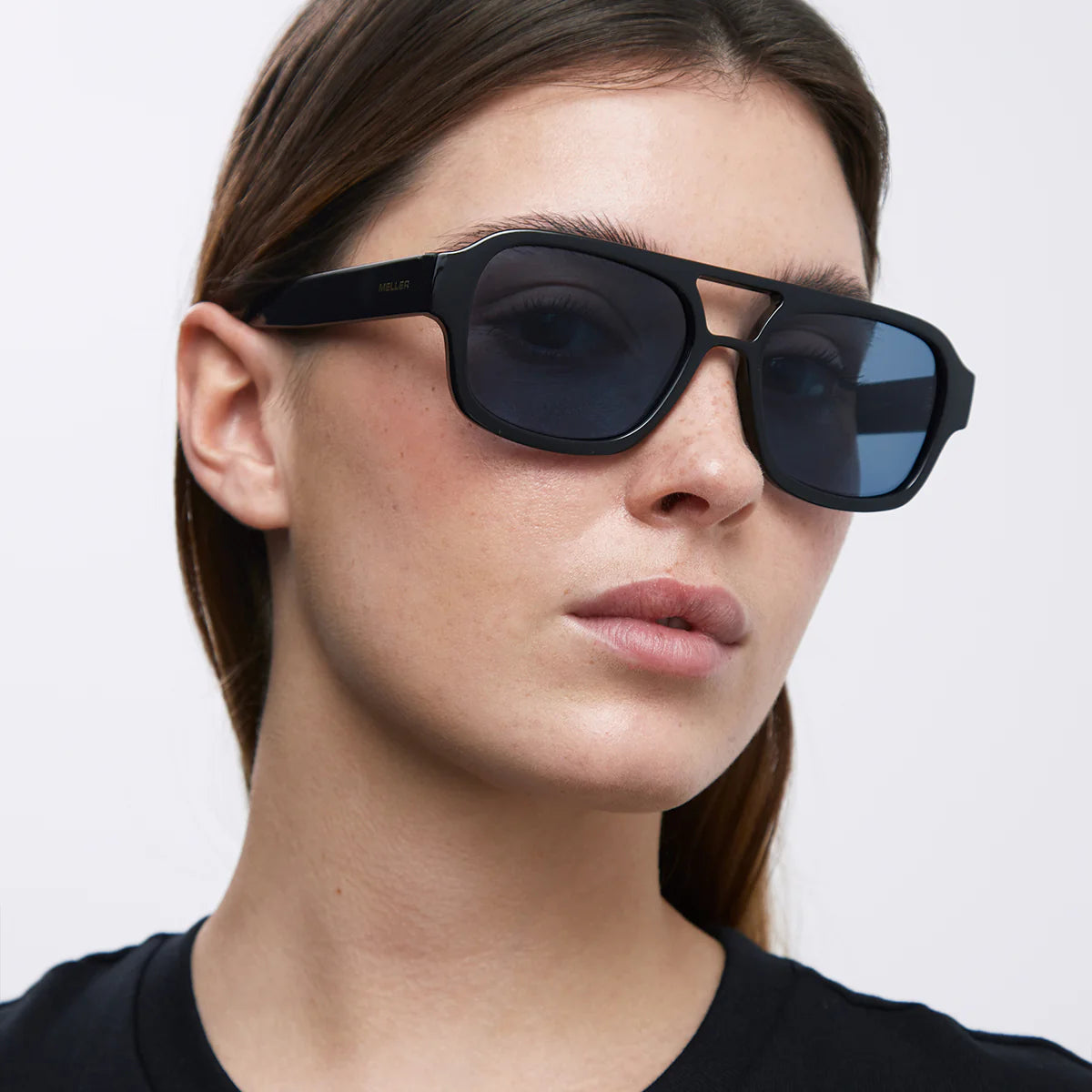 MELLER Shipo Aviator Style Sunglasses in BLACK SEA