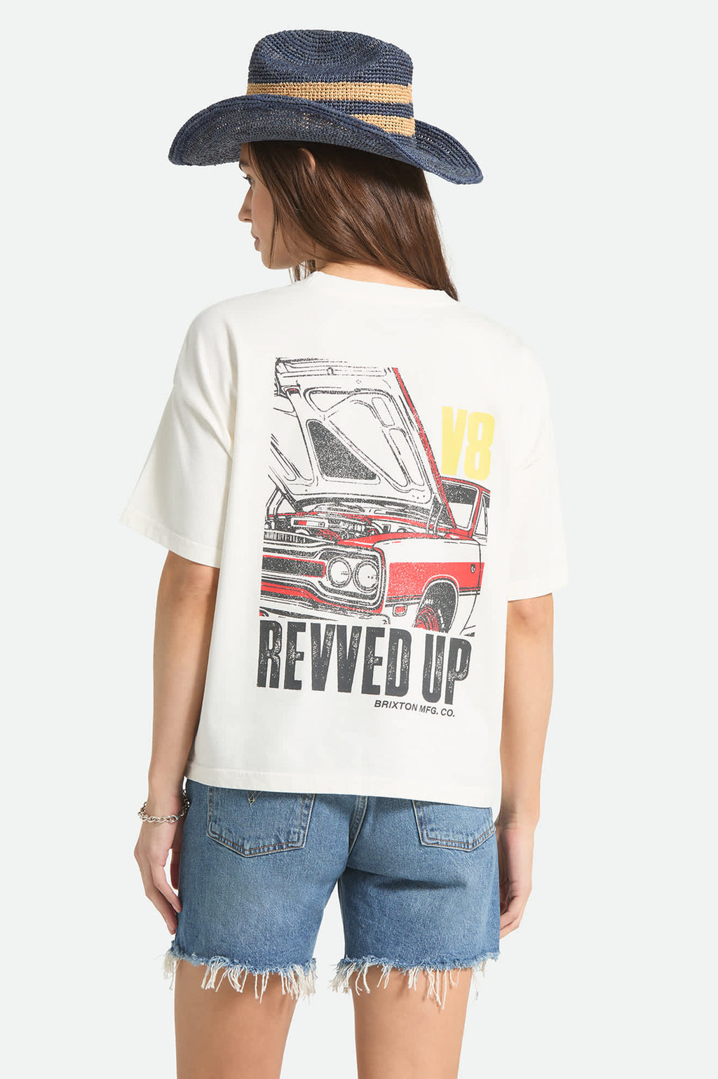 Womens BRIXTON Revved Up Boxy T-Shirt in Off White