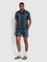 FARAH Colbert Bandana Print Swim Shorts in TRUE NAVY