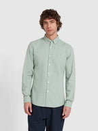 FARAH Steen Long Sleeve Shirt in GREEN MARL