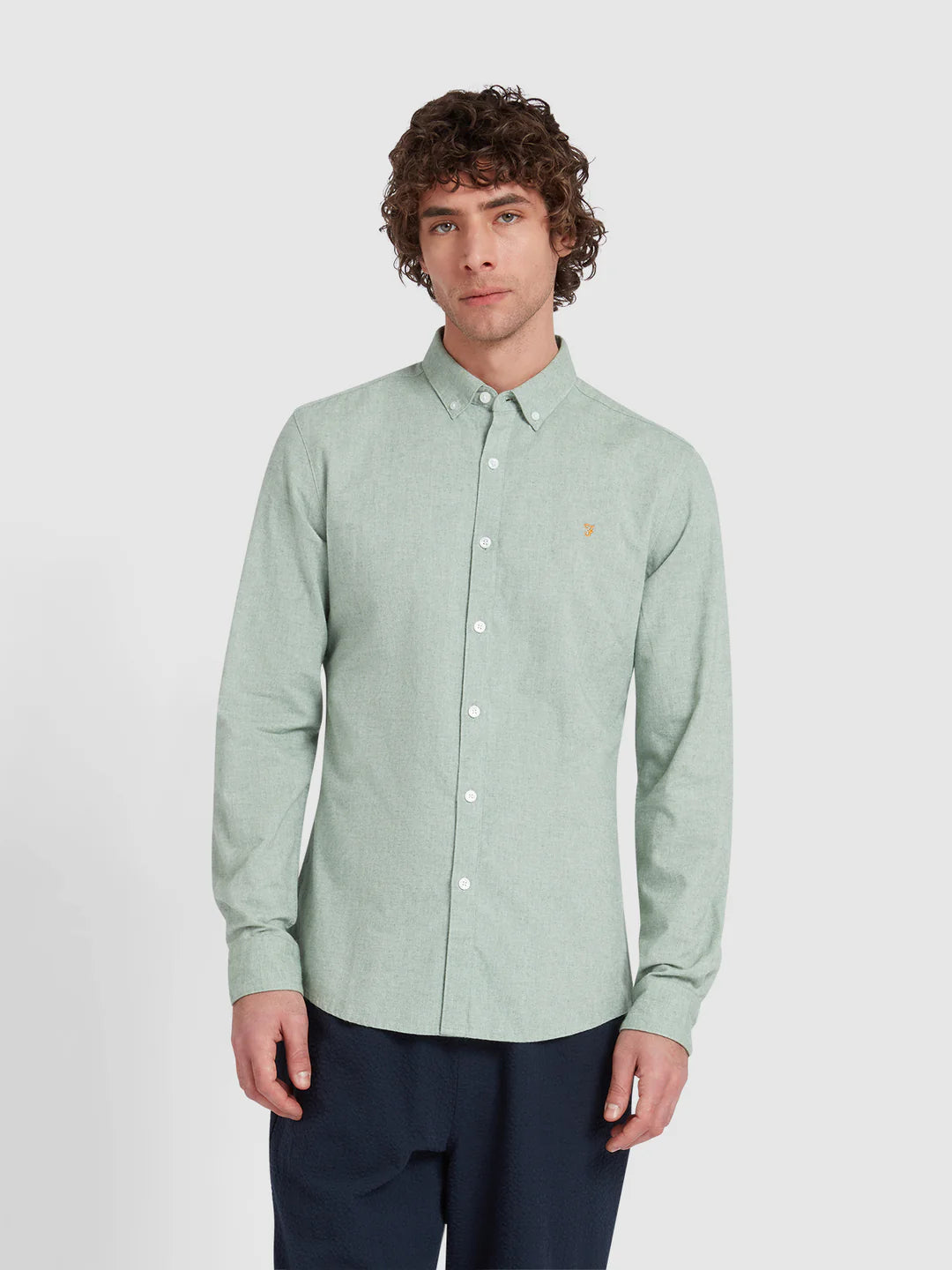 FARAH Steen Long Sleeve Shirt in GREEN MARL
