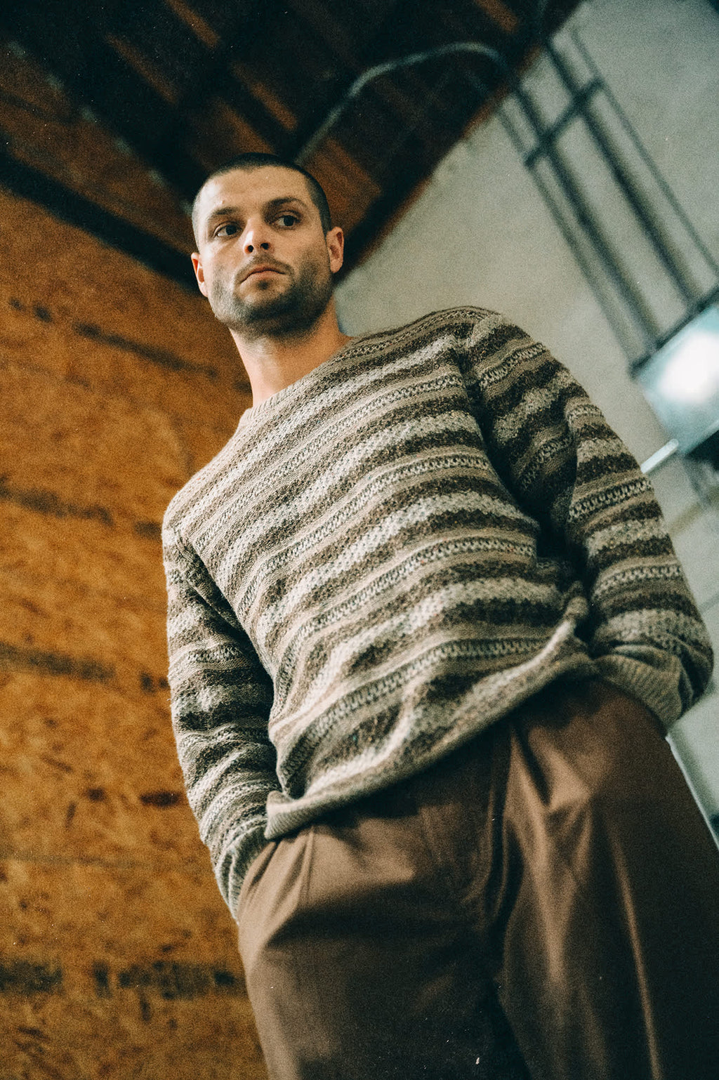 BRIXTON Midnight Crew Sweater in MULTI STRIPE