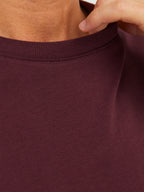 JACK & JONES Organic Cotton Basic Slim T-Shirt in BURGUNDY