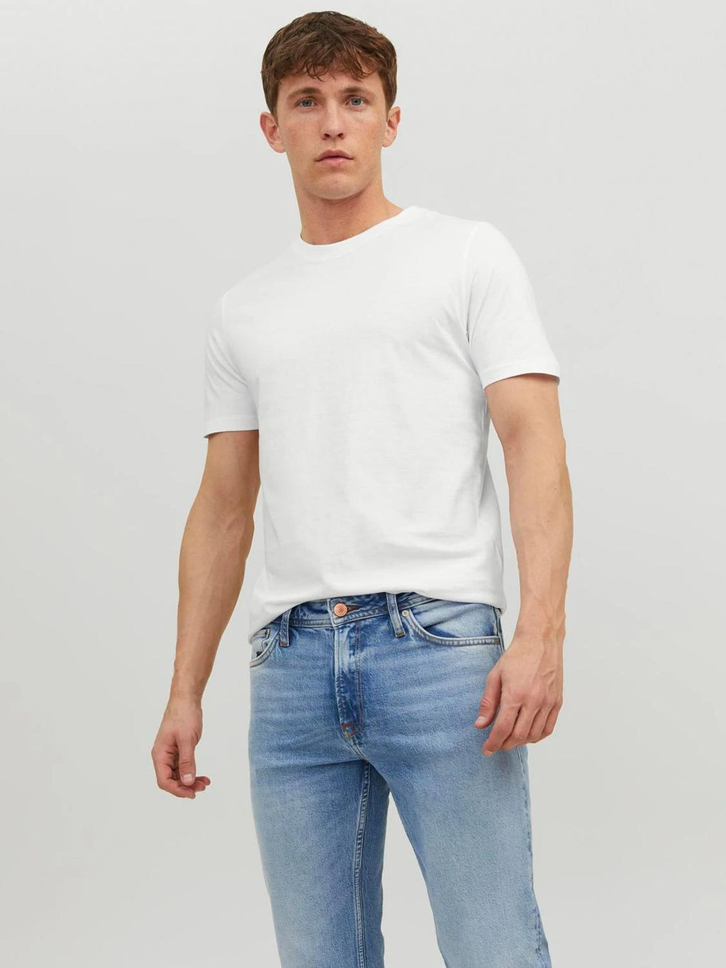 JACK & JONES Organic Cotton Basic T-Shirt in WHITE