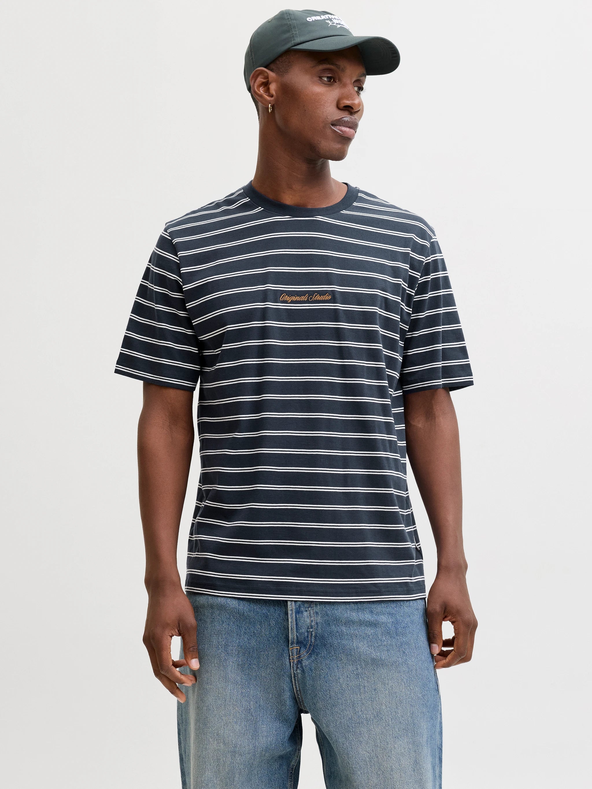 JACK & JONES Stripe T-Shirt in SKY CAPTAIN