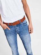 JACK & JONES Paul Leather Belt in LIGHT BROWN