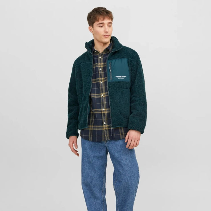 JACK & JONES Teddy Jacket in TEAL GREEN