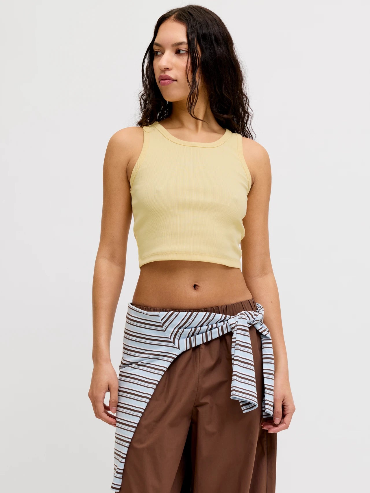 Womens JJXX Ribbed Vest Top in YELLOW