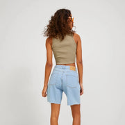 Womens JJXX Sleeveless Rib Crop Top in BEIGE