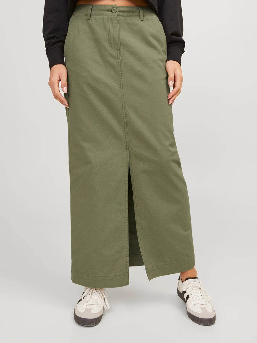 Womens JJXX Maddy Long Cargo Skirt in GREEN