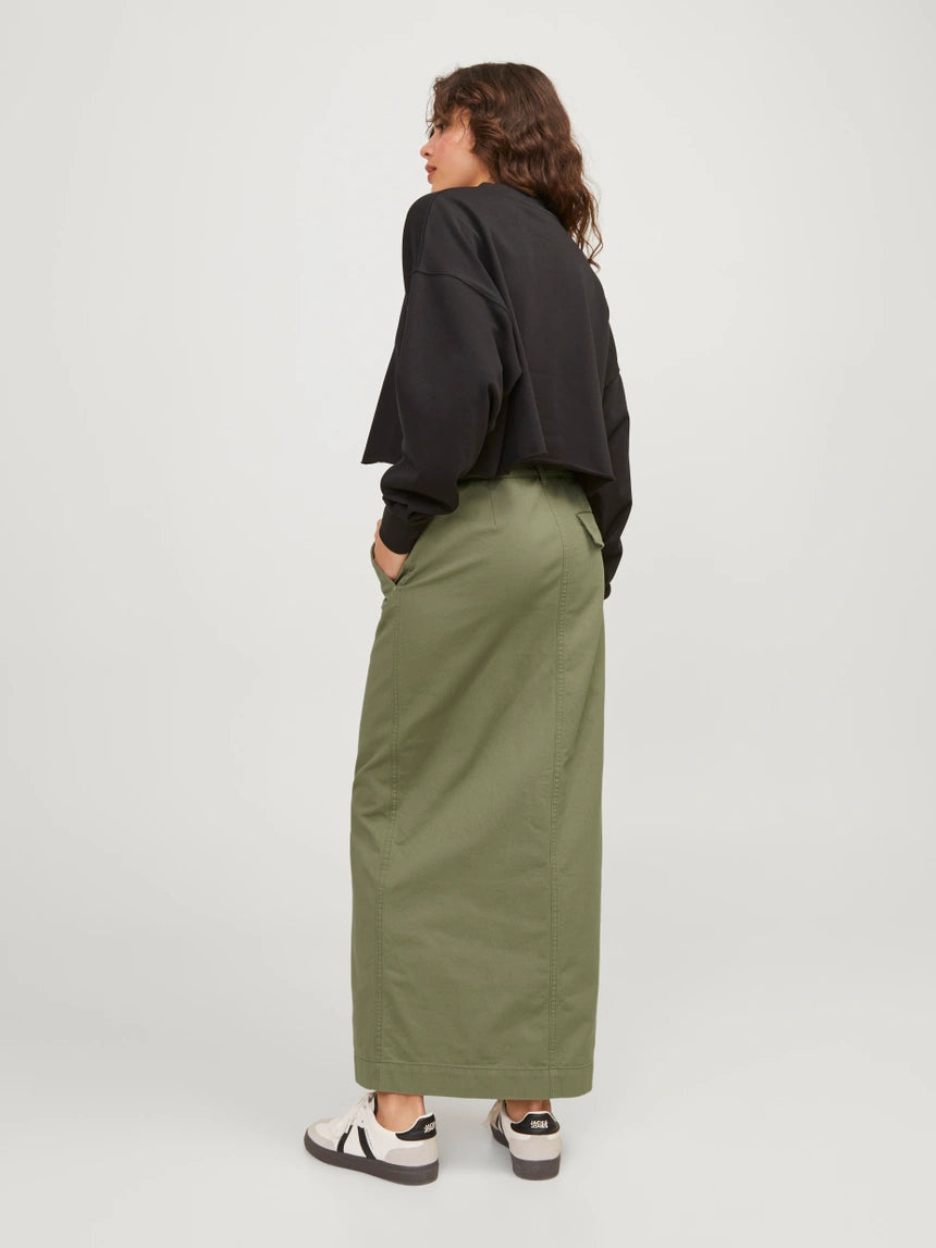 Womens JJXX Maddy Long Cargo Skirt in GREEN
