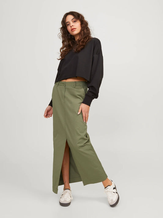 Womens JJXX Maddy Long Cargo Skirt in GREEN