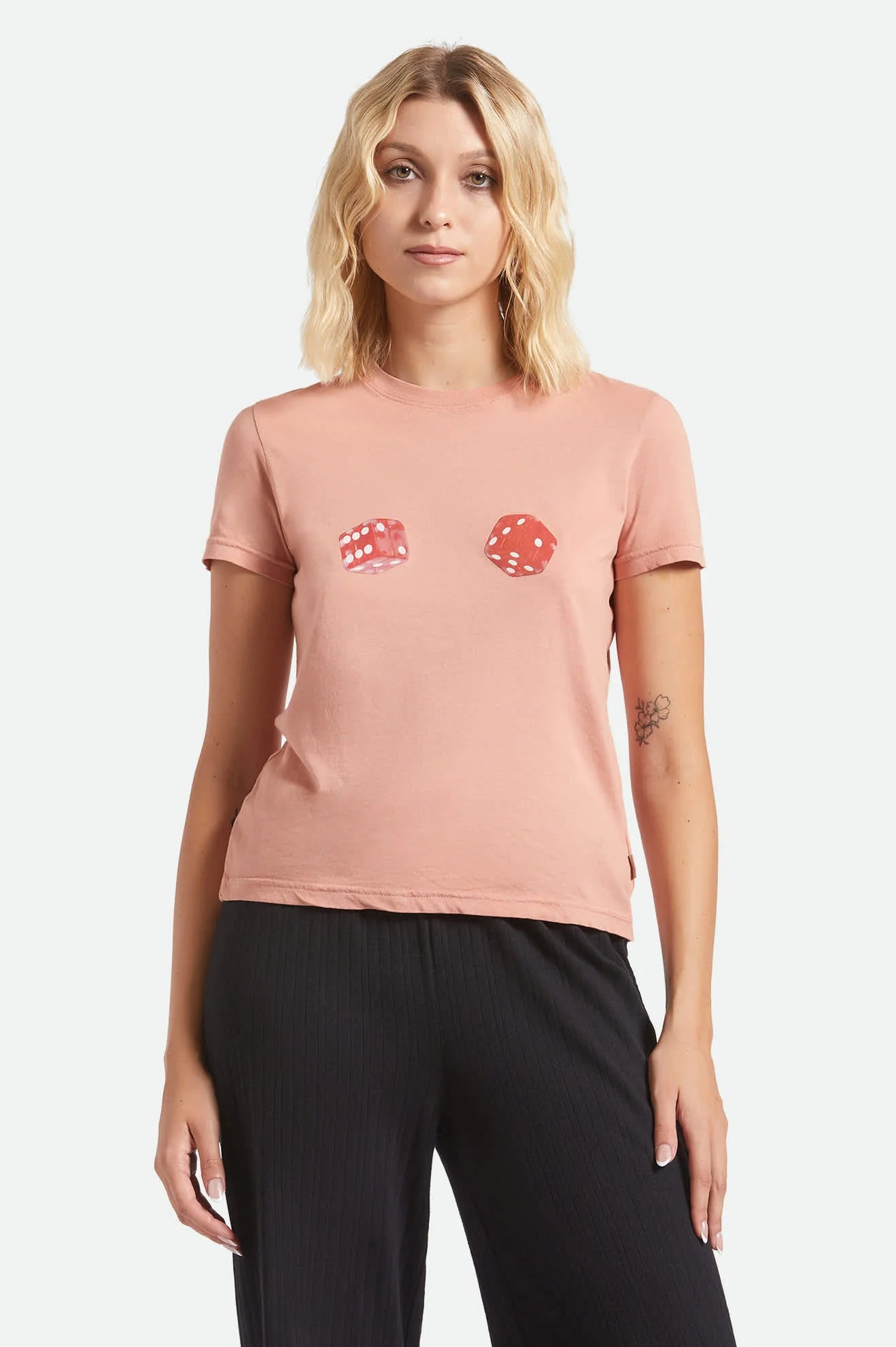 Womens BRIXTON Tossed Dice Crew T-Shirt in ITALIAN CLAY
