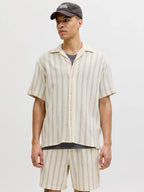 JACK & JONES Coba Stripe Resort Shirt in ANTIQUE WHITE