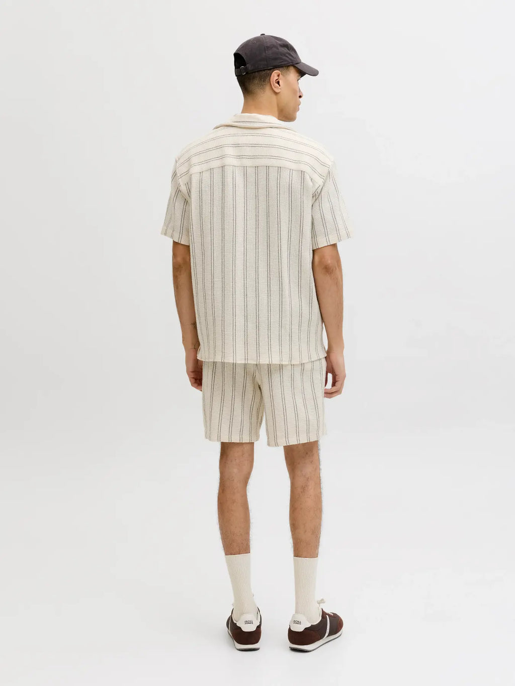 JACK & JONES Coba Stripe Resort Shirt in ANTIQUE WHITE