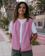 Women's PASSENGER Tawny Collarless Deep-Pile Sherpa Gilet in Pink Haze